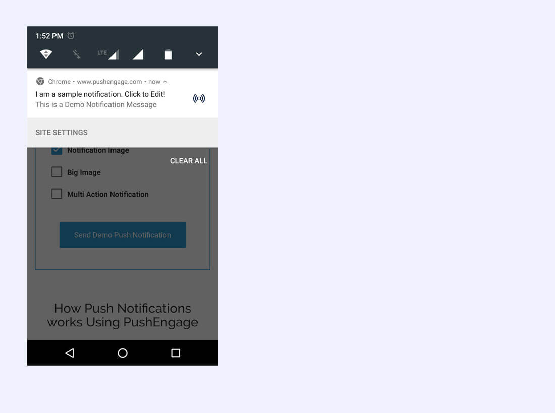 Notification being displayed in Chrome for Android . Screenshot/Illustration